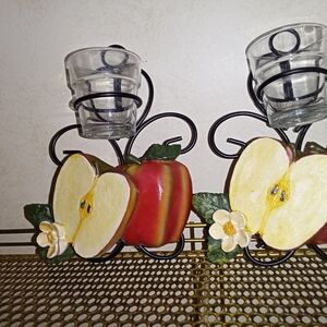 2 Apple Design Candle Holders